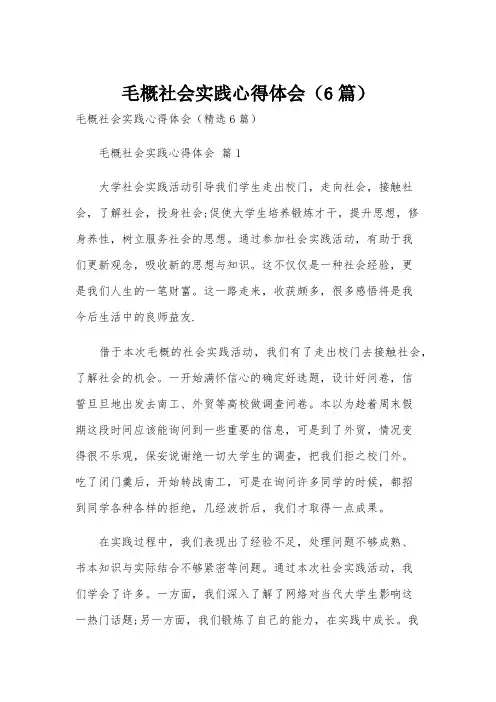 毛概社会实践心得体会(6篇)