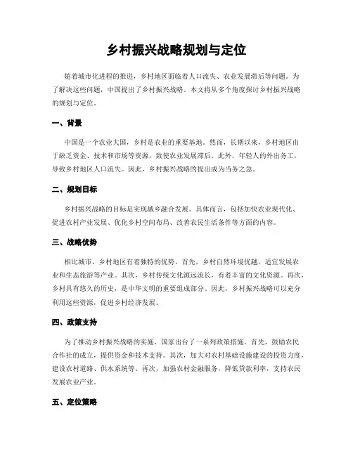 乡村振兴战略规划与定位