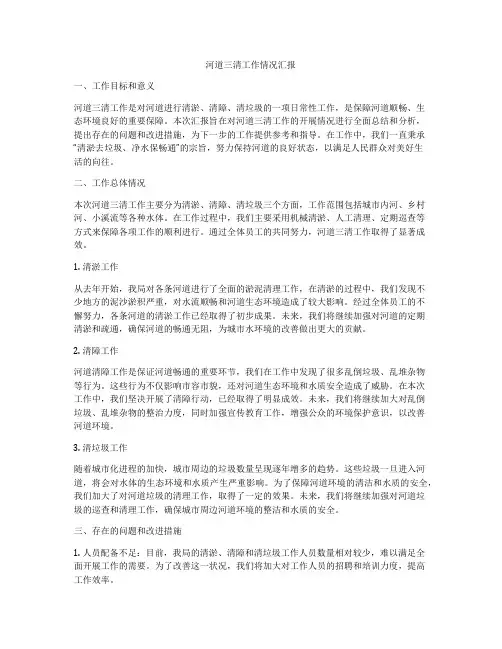 河道三清工作情况汇报