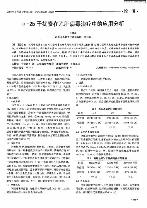 α-2b干扰素在乙肝病毒治疗中的应用分析