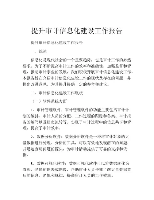 提升审计信息化建设工作报告
