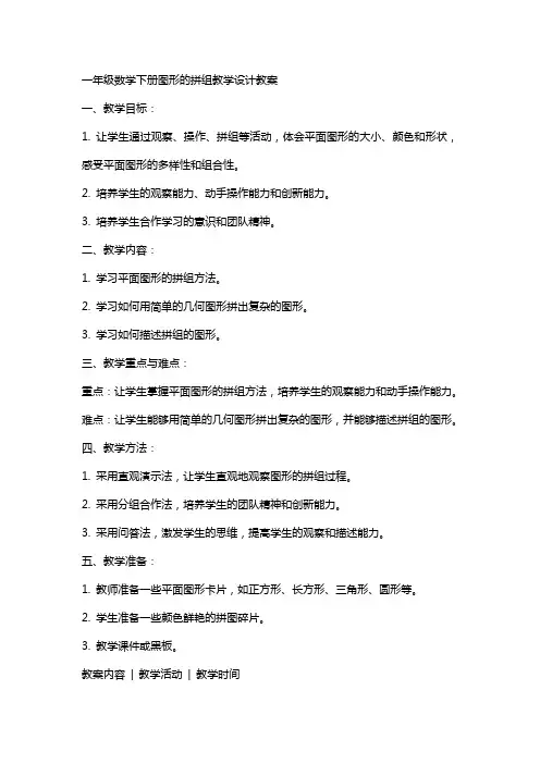 一年级数学下册图形的拼组教学设计教案