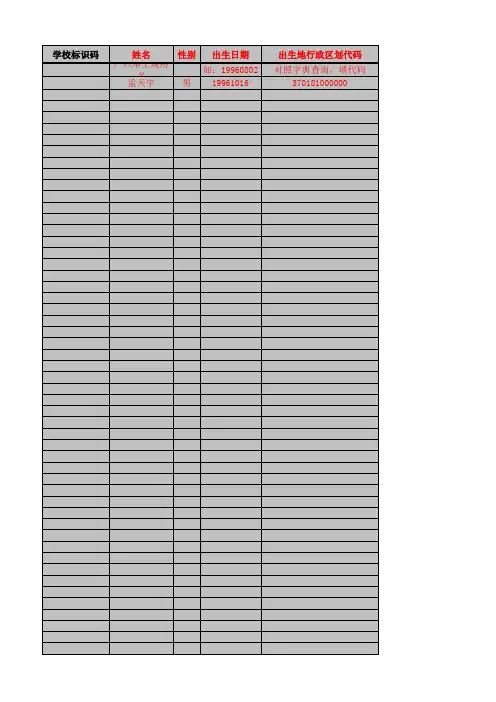 全国学籍系统学生信息模板
