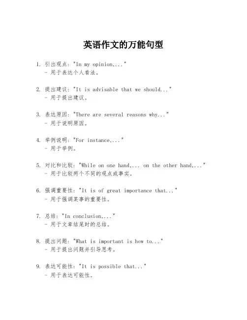 英语作文的万能句型