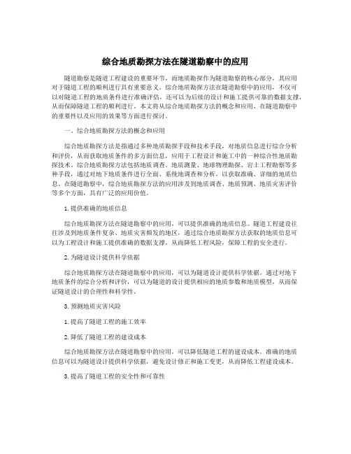 综合地质勘探方法在隧道勘察中的应用