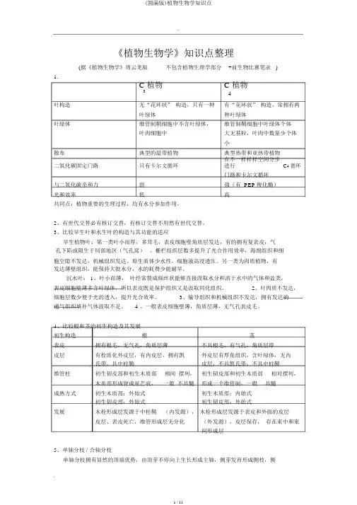 (完整版)植物生物学知识点