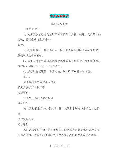 水肿实验报告