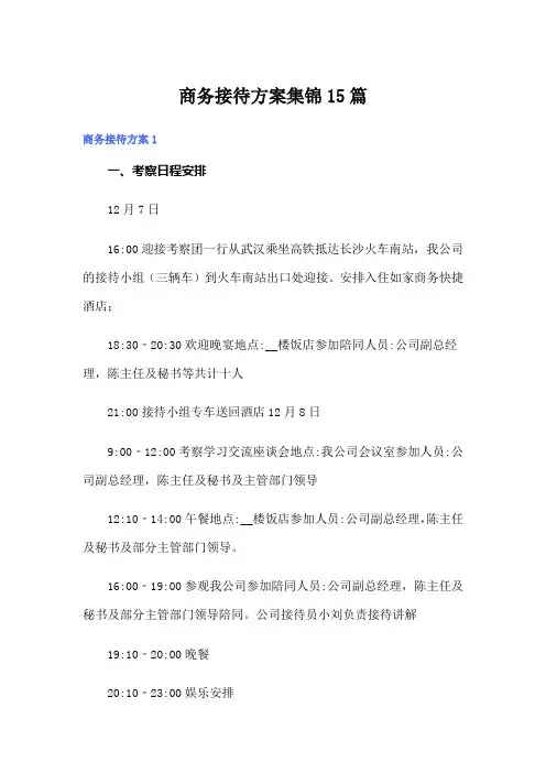 商务接待方案集锦15篇