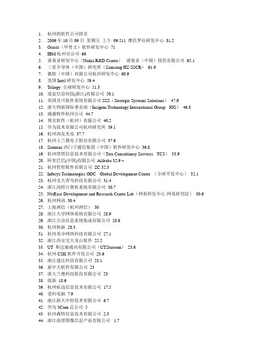 杭州的软件公司排名 杭州最好的几家软件公司 杭州最好的软件外包公司有哪些 杭州最大的软件公司
