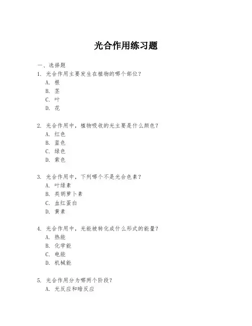 光合作用练习题