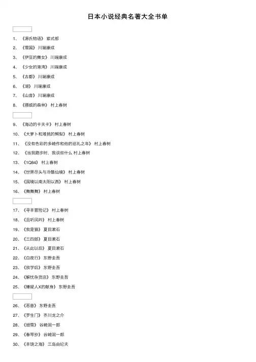 日本小说经典名著大全书单