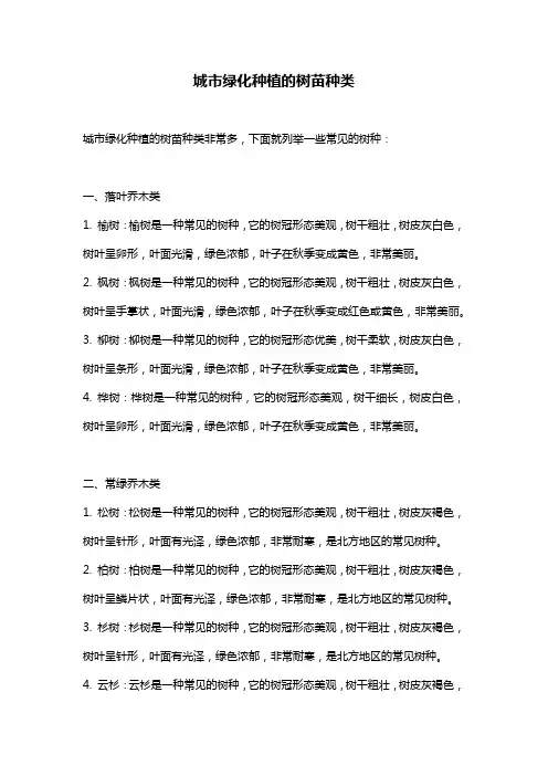 城市绿化种植的树苗种类