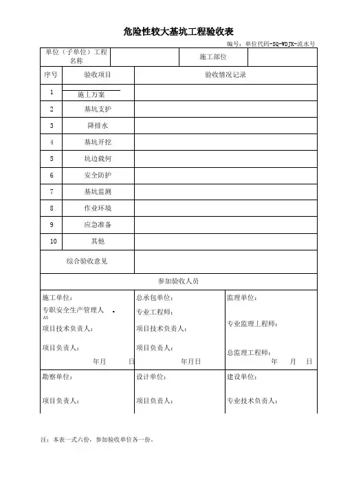 危大工程验收记录表