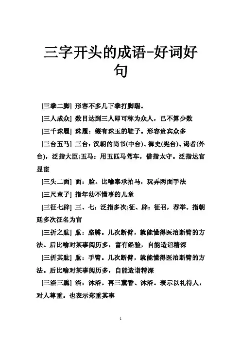 三字开头的成语-好词好句