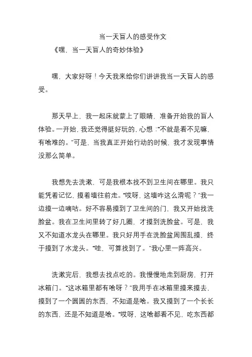当一天盲人的感受作文