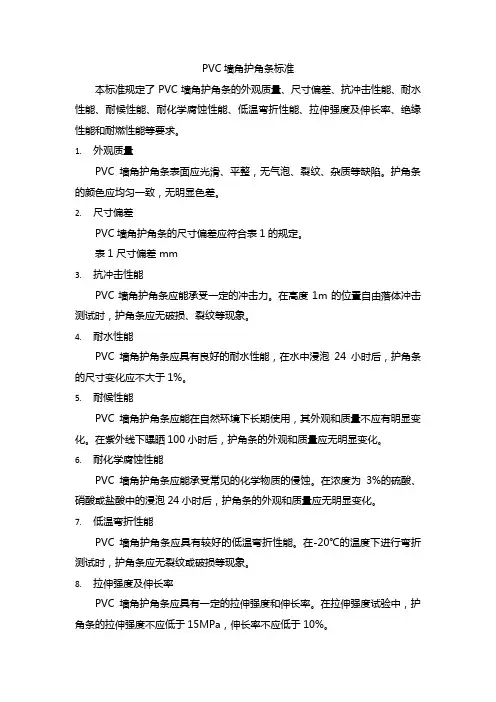 pvc墙角护角条标准
