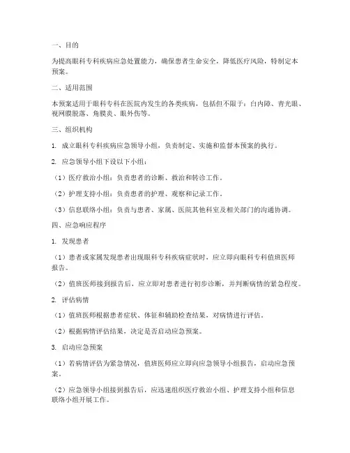 眼科专科疾病应急预案