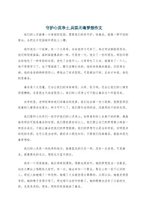 守护心灵净土,共筑无毒梦想作文