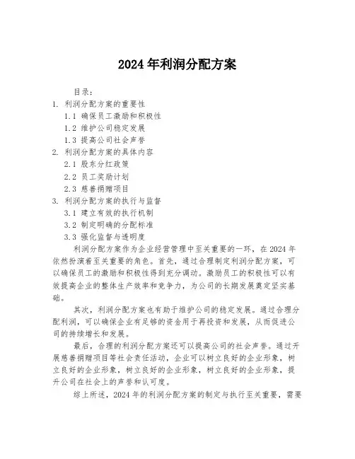 2024年利润分配方案