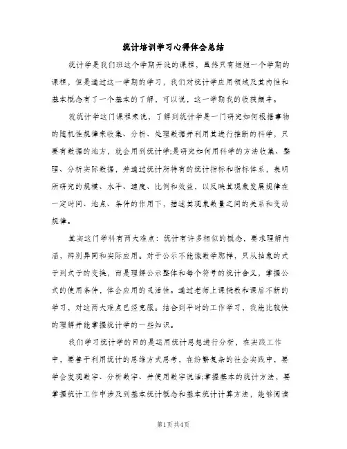 统计培训学习心得体会总结（2篇）