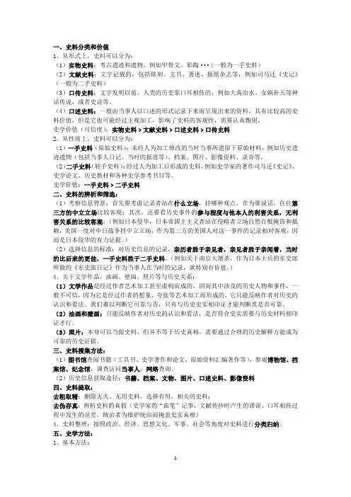 上海市初中历史会考总复习学业考专题复习资料