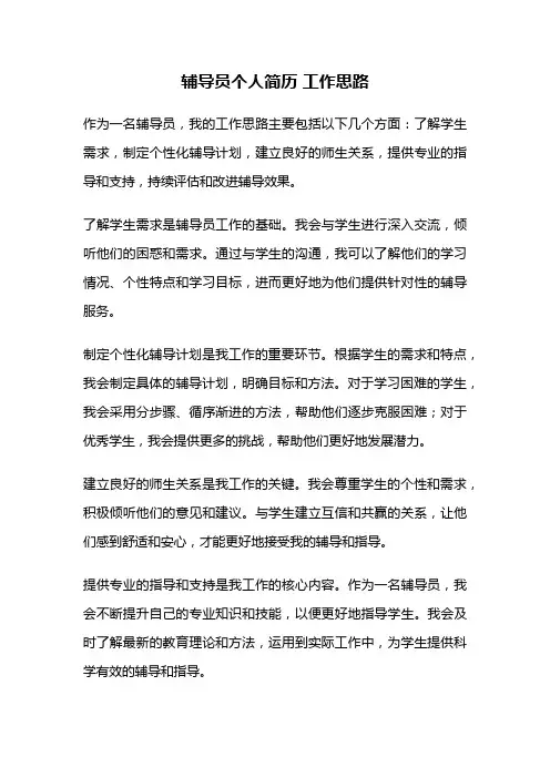 辅导员个人简历 工作思路