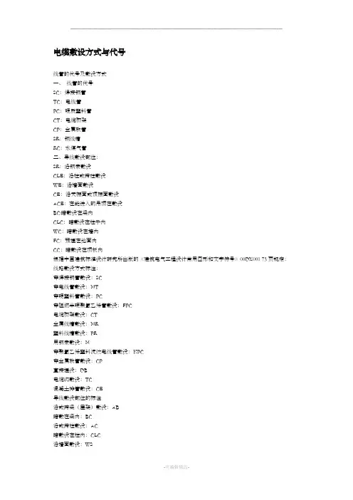 电缆敷设方式与代号