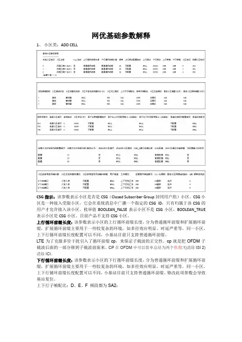 网优参数解释