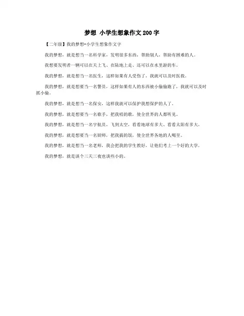 梦想 小学生想象作文200字