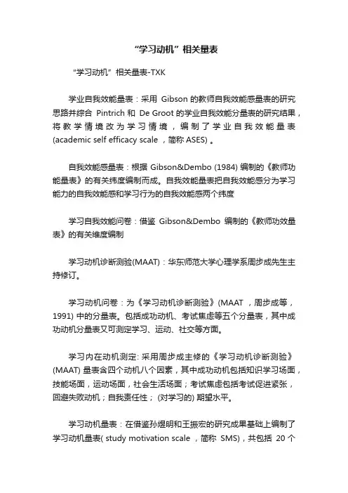 “学习动机”相关量表