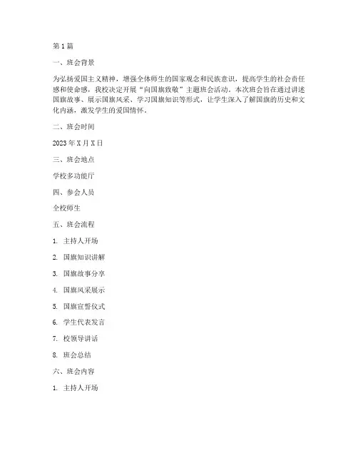 向国旗致敬主题班会记录(2篇)