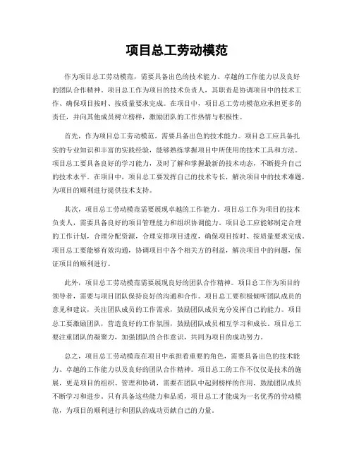 项目总工劳动模范