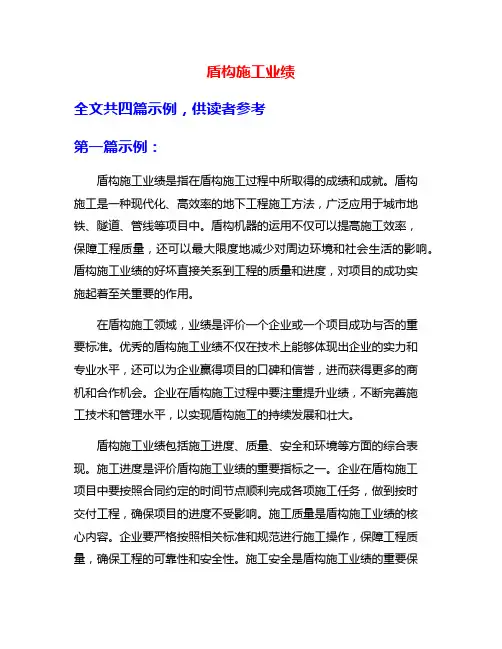盾构施工业绩