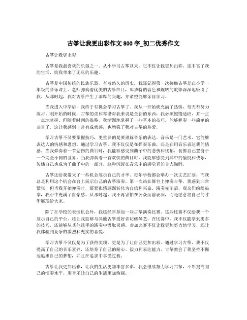 古筝让我更出彩作文800字_初二优秀作文