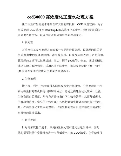cod30000高浓度化工废水处理方案