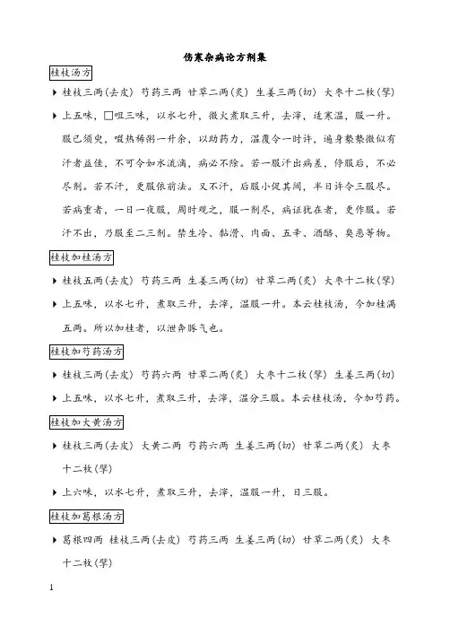 伤寒杂病论方剂集