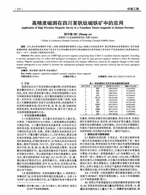 高精度磁测在四川某钒钛磁铁矿中的应用