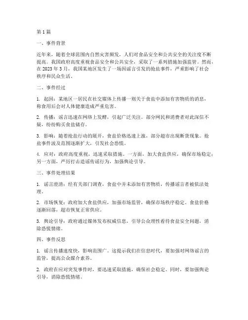 抢盐事件总结报告范文(3篇)