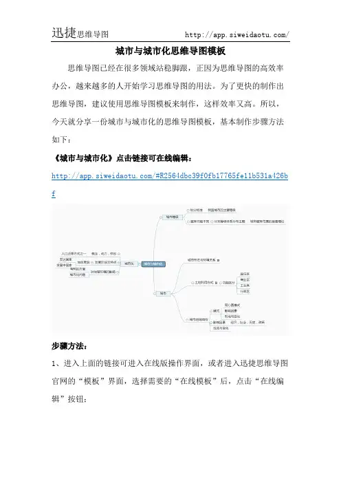 城市与城市化思维导图模板-迅捷思维导图