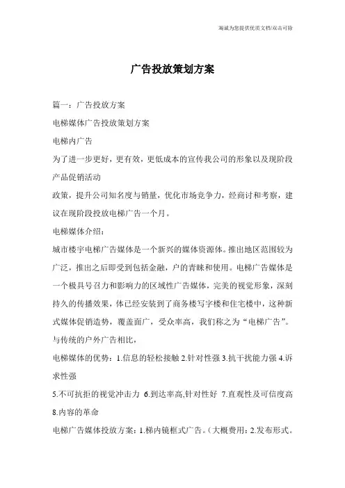 广告投放策划方案