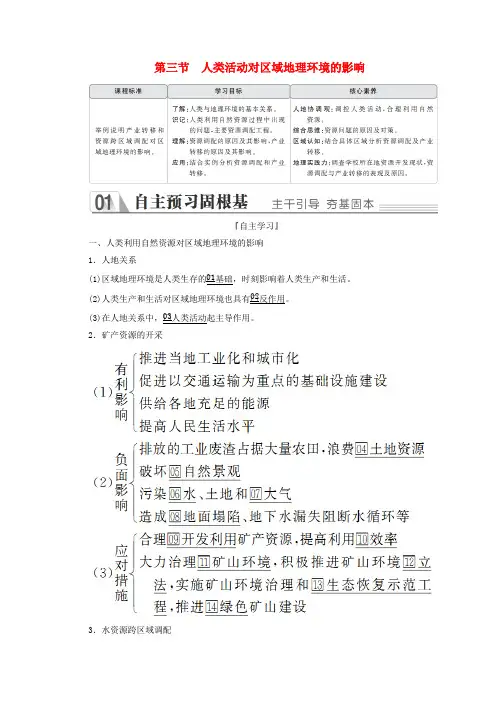 2019_2020学年高中地理第一章区域地理环境和人类活动第三节人类活动对区域地理环境的影响教学案中图版