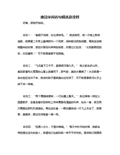 唐诗宋词名句精选及诠释