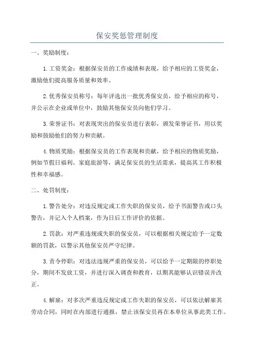 保安奖惩管理制度