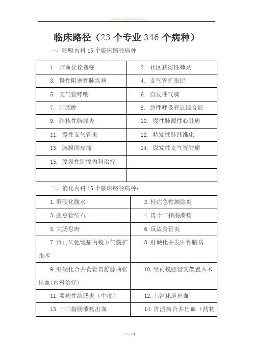 临床路径病种