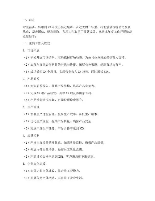 工作开展情况总结范文