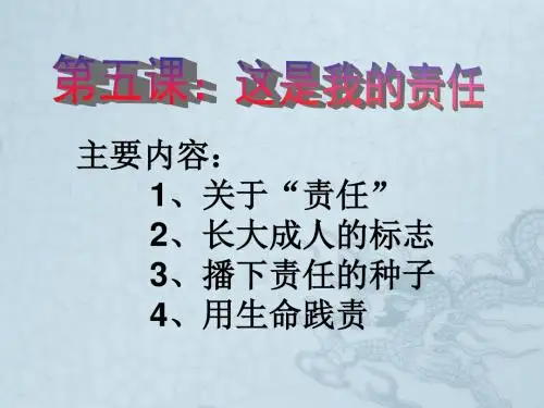 九年级政治全册 第五课 这是我的责任课件 人民版
