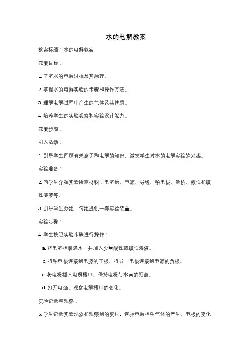 水的电解教案