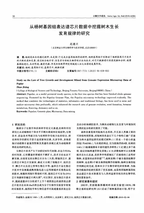 从杨树基因组表达谱芯片数据中挖掘树木生长发育规律的研究