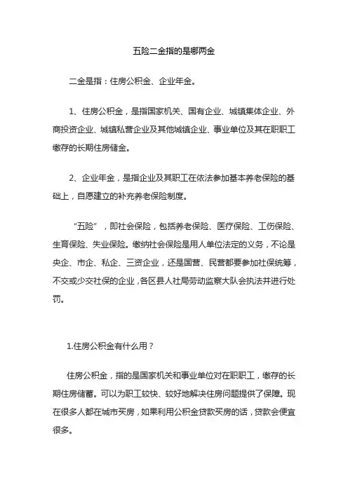 五险二金指的是哪两金