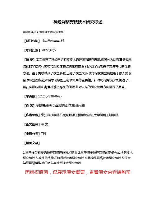 神经网络剪枝技术研究综述